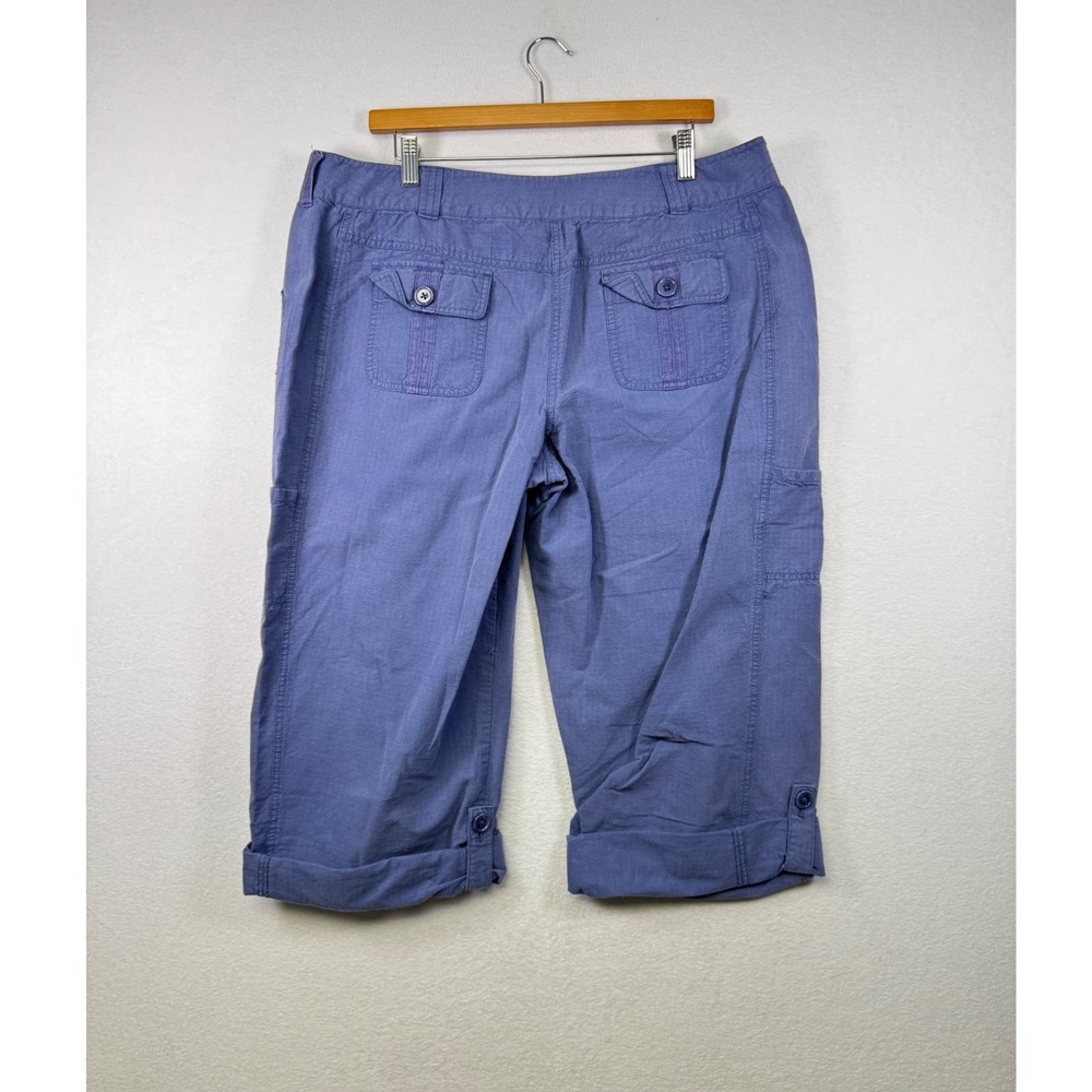 Sport Collection Women's Blue Herringbone Capris Size 10 Roll Tab Hem - Picture 2 of 9